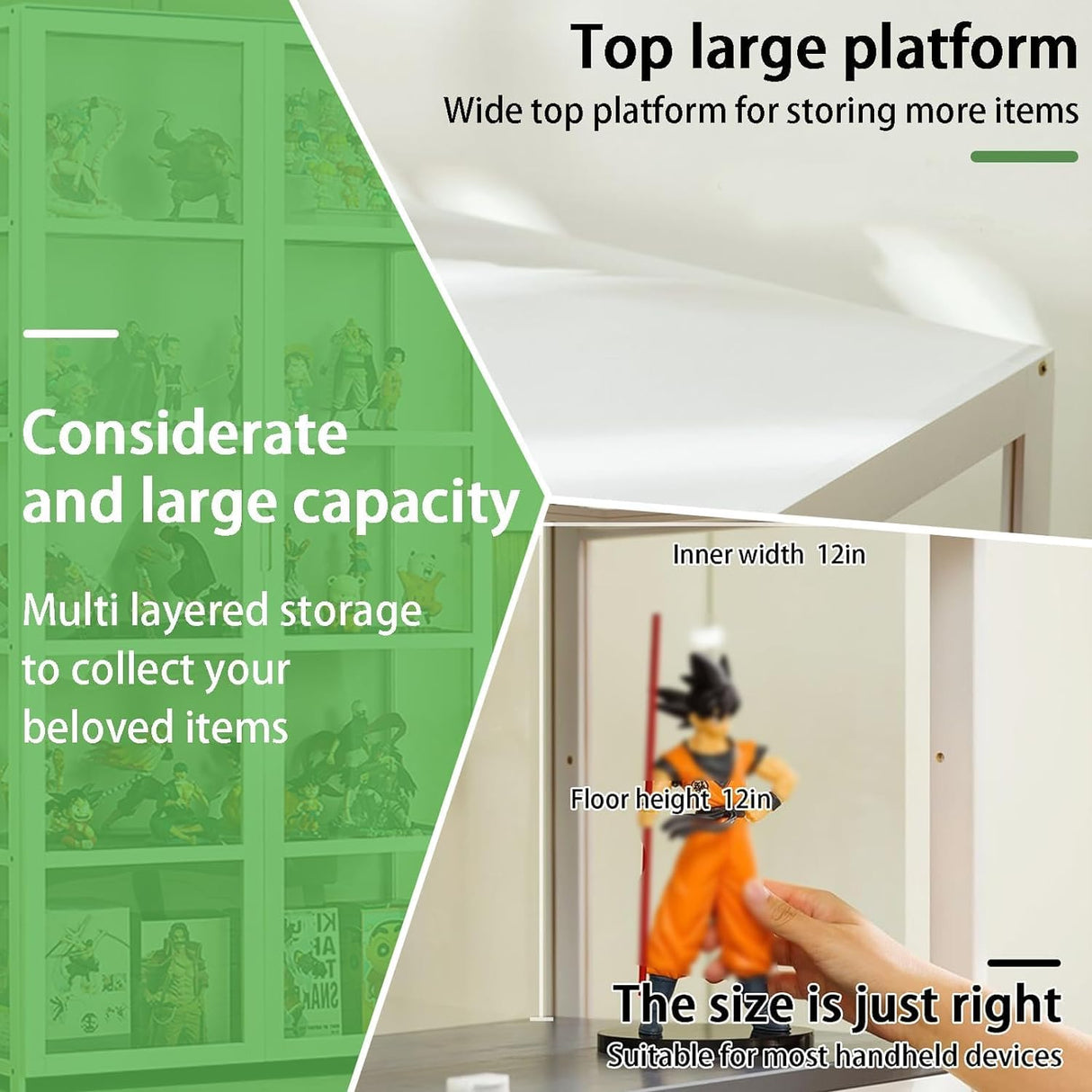 BYSIECD Acrylic Curio Display Cabinet with 5-Tier Shelves for Organising Collectibles and Toys BYSIECD