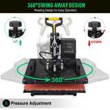 Slendor Heat Press 12x15 inch 8 in 1 Heat Press Machine 360-Degree Swing Away Digital T Shirt Pressing Machine Multifunction Sublimation Combo for T Slendor