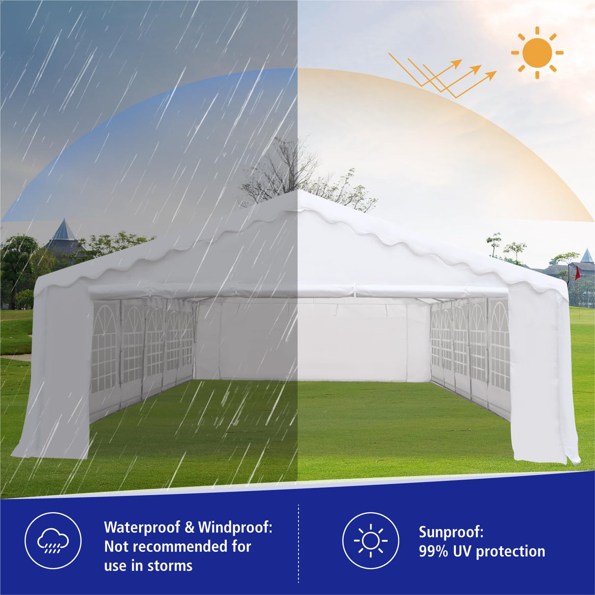 GREEN PARTY 20x40FT Party Tent Heavy Duty, Large Wedding Event Shelters with 7 Carry Bags & Removable Sidewalls, Outdoor Canopy Gazebo Commercial GREEN PARTY