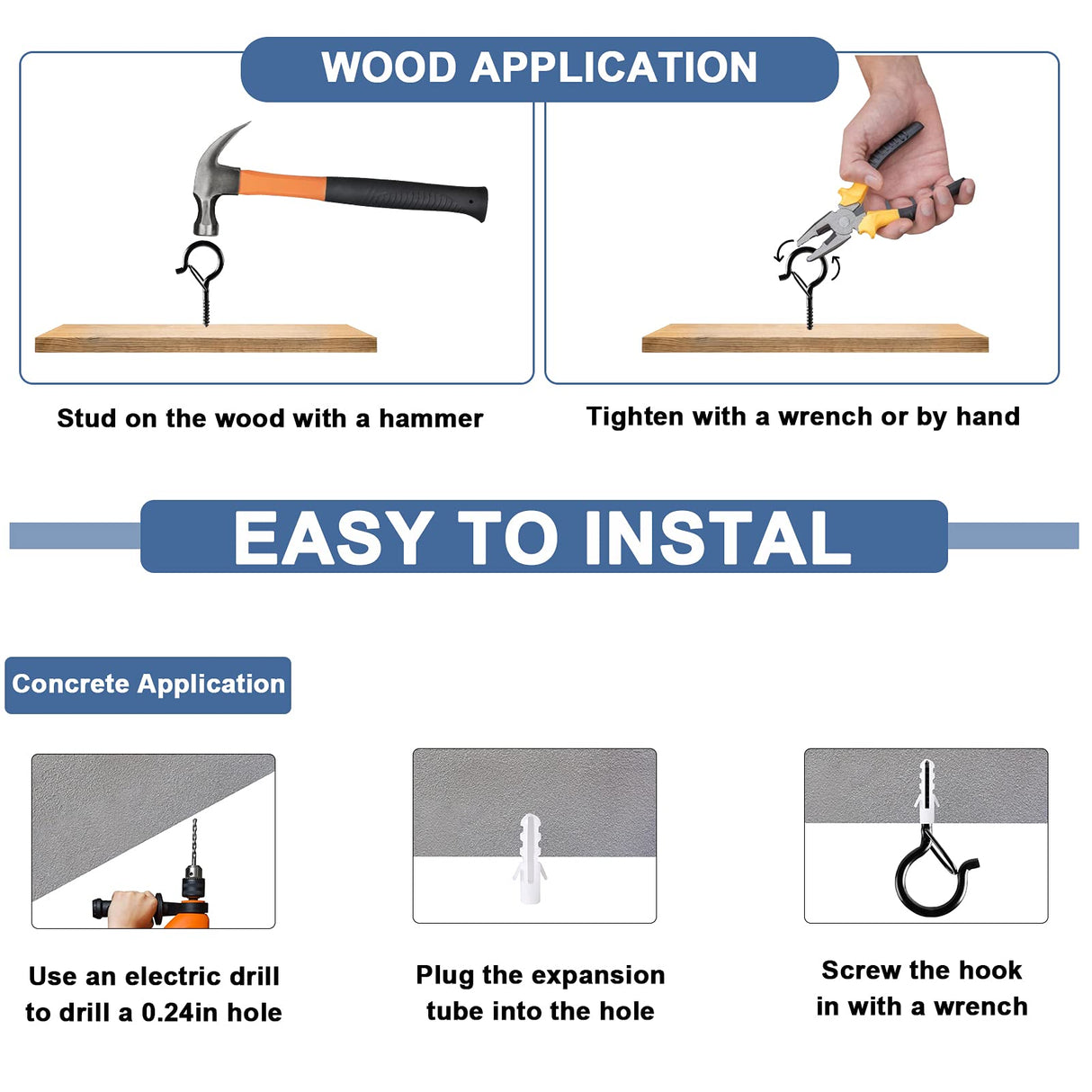 ADIIL 12 PCS String Light Hooks, Q Hanger Hooks with Safety Buckle, Windproof Outdoor Light Hooks for Hanging Patio Lights, Christmas Lights & ADIIL