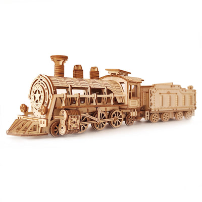 Suerte 3D Puzzles for Adult Wooden Train Model Set DIY Assembly Mechanical Puzzles Wood Train Building Model Kit Gift for Men Teens Kids on Birthday