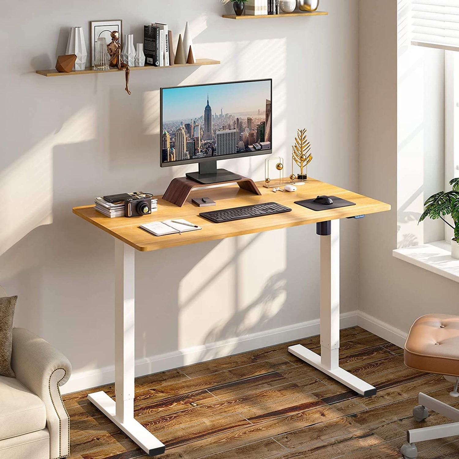 FLEXISPOT Standing Desk 48 x 24 Inches Whole-Piece Desktop Height Adjustable Desk Electric Sit Stand Up Desk Home Office Desks Computer FLEXISPOT