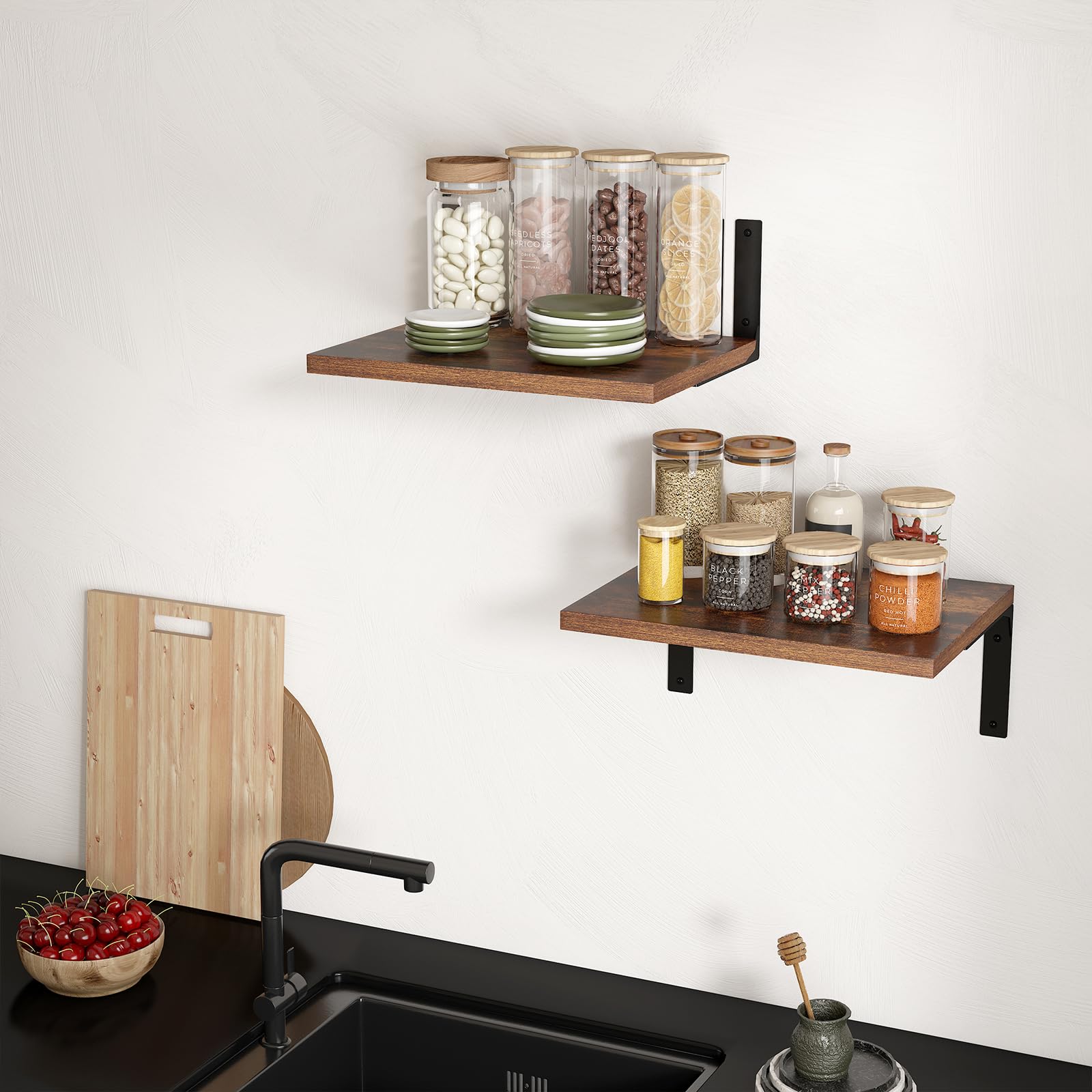 Inforth Rustic Floating Shelves - Modern 12” Deep Wall-Mounted Bookshelf for Stylish Home Decor - WoodArtSupply