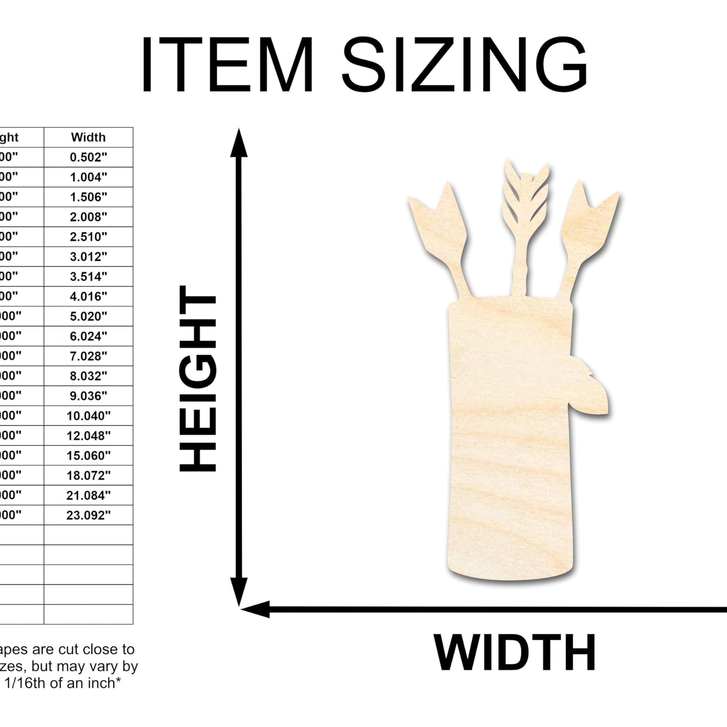 Unfinished Wood Arrow Quiver Shape | Craft Cutout | up to 36" DIY 12" / 1/4" 24 Hour Crafts