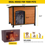 Insulated Outdoor Dog House with Liner for Winter Wooden Dog Kennel with All-Around Iron Frame,Waterproof Aivituvin