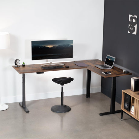 VIVO Electric Motor Height Adjustable Corner 3 Leg Standing Desk Frame, Frame Only, Sit Stand Ergonomic L Frame, Black, DESK-V130EB VIVO