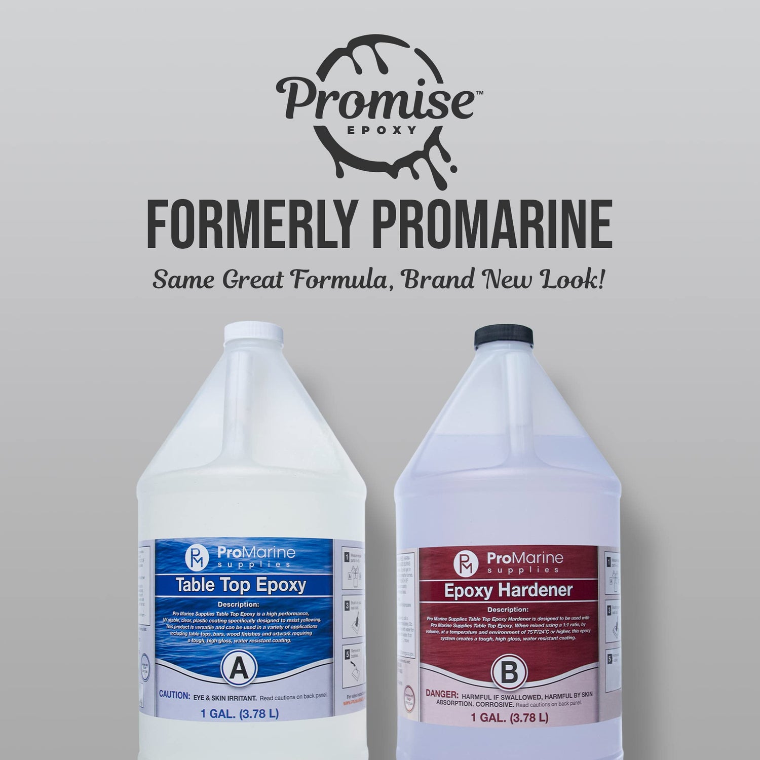 Epoxy Resin Promise Epoxy-Clear Coat Table Top | 2-Part 2 Gal (1 Gal Epoxy Resin & 1 Gal Hardener Set)| Resin Epoxy Kit with Mixing Cups, Stir Pro Marine Supplies