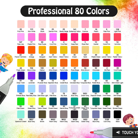 AdamStar Alcohol Markers,80 Colors Dual Tip Art Markers for Kids & Adult Coloring Sketching Drawing Markers for Artists Paint Markers Pen with Carry AdamStar