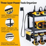 SOYEEZE Power Tool Organizer with Charging Station- Garage 8 Drill Holder Built in 8 Outlet Power Strip (DRILLDOCK PRO) SOYEEZE