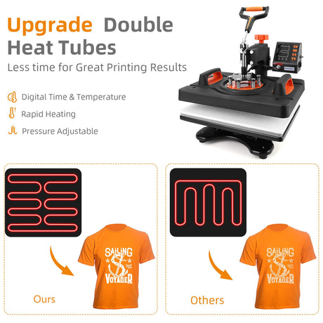 Towallmark Heat Press Machine 12 x 15 inch 6 in 1 Heat Transfer Machine 360-Degree Swing Away Multifunction Sublimation Combo Heat Press for T Shirts Towallmark