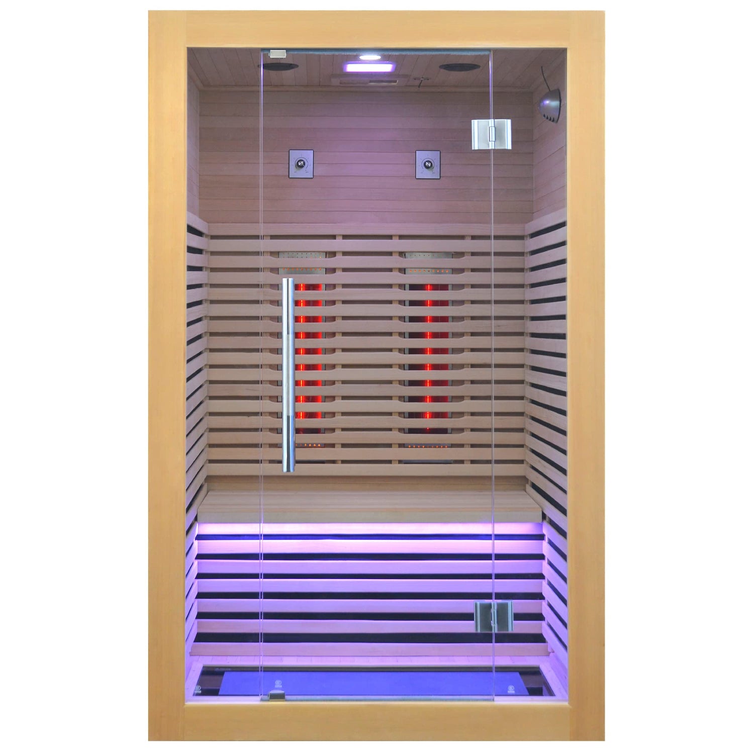 Infrared Sauna Room Wooden Canadian Hemlock Low EMF 2-3 Person 2080W Full Spectrum Sauna Room, Personal Home Spa Carbon Heater Sauna, WoodArtSupply