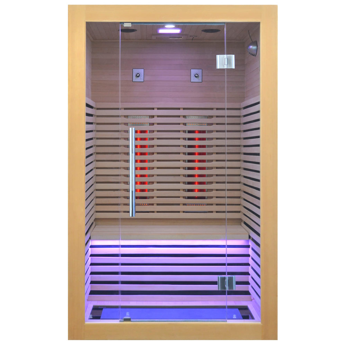 Infrared Sauna Room Wooden Canadian Hemlock Low EMF 2-3 Person 2080W Full Spectrum Sauna Room, Personal Home Spa Carbon Heater Sauna, WoodArtSupply