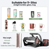 AKEYDIY Tumbler Heat Press 30oz 20oz 16oz Sublimation Tumblers Press Straight Skinny Tumbler Cup Press Glass Jar Cans,Tumbler Mug Heat Press Machine AKEYDIY