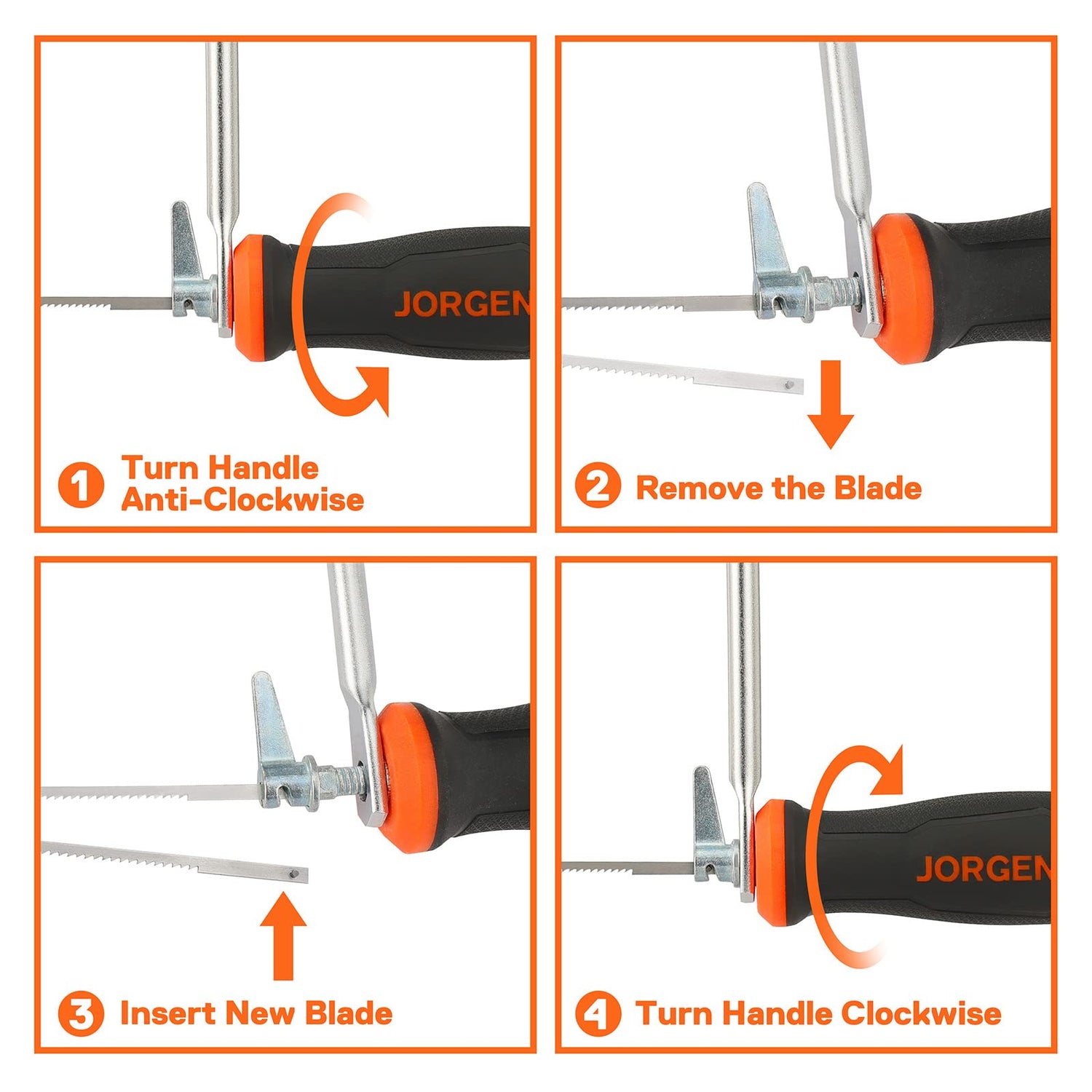 JORGENSEN Pro Coping Saw, Coping Frame and Extra 2pcs 6-1/2 Inch Replacement Blades Set for Woodworking, Plastic, Rubber, and Soft Metal Cutting Jorgensen
