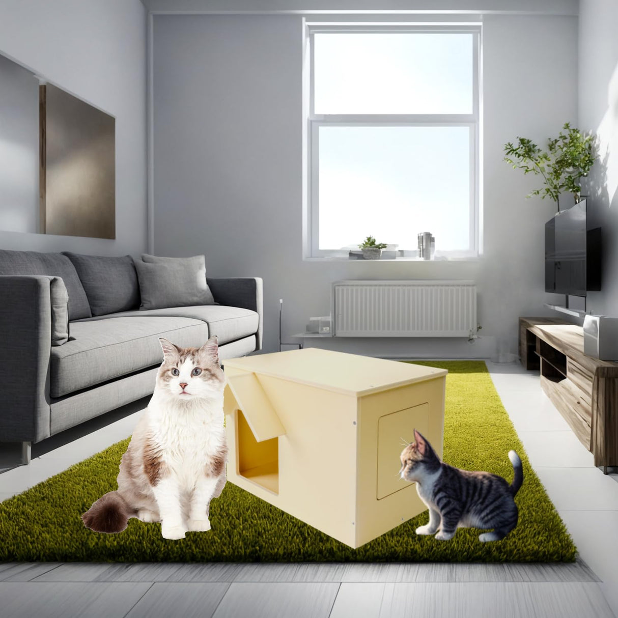 Objoy Outdoor Cat Houses Feral Cat Shelter Wooden Stray Cat Condo Outside Sturdy Waterproof and Insulated with Escape Door (one cat) objoy