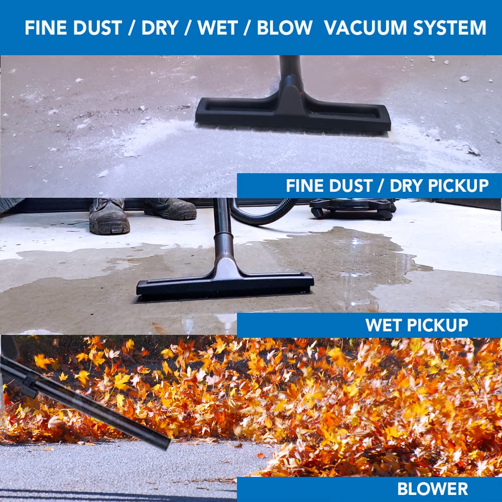 BIDZ 8 Gallons, Powerful 6 Peak HP Motor, 65'' Water Lift Suction Power, Heavy-Duty Stainless Steel Semi- Commercial Shop Vacuum System BIDZ