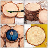 VOSAREA 12pcs Natural Wood Slices, Unfinished Wood Bark Slices Log Circles Round Natural Wood Coasters Christmas Wood Ornaments for Painting Coasters VOSAREA