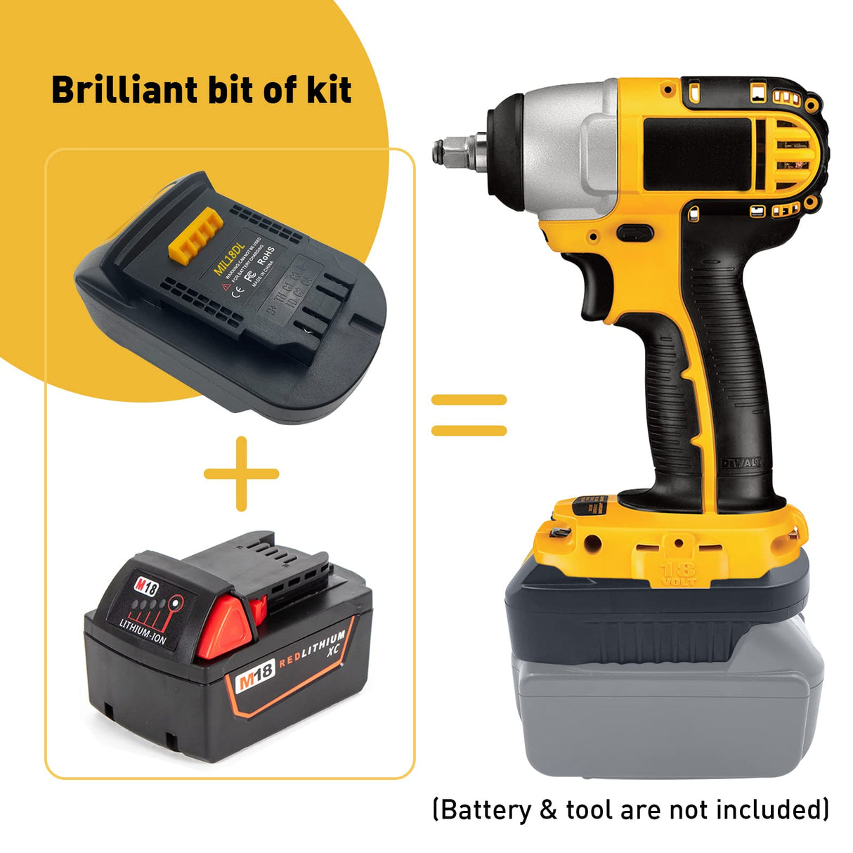 Fybemax Battery Adapter MIL18DL for Milwaukee 18V M18 Battery to Convert for Dewalt 18V 20V Max XR Tool Use (Adapter Only) Fybemax