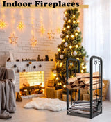 Artibear Small Firewood Rack Holder for Indoor Fireplace, 2-Tier Fire Wood Log Storage Stacker Stand for Outdoor Patio, Black Artibear