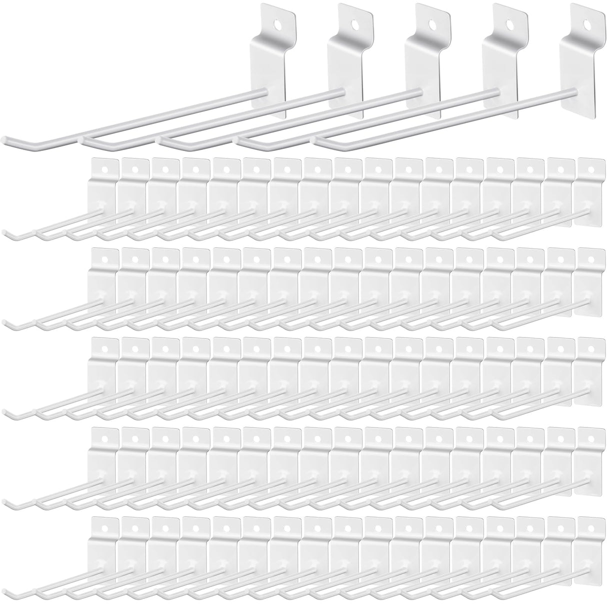Tandefio 100 Pcs Slatwall Hooks 6 Inch Panel Display Hooks Metal Slat Wall Hanging Hooks Pegboard Heavy Duty Slat Board Hooks for Garage Retail Shop Tandefio