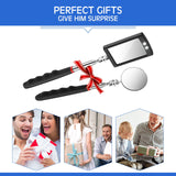 Frienda 2 Pieces Lighted Telescoping Inspection Mirror Flexible Retractable LED Automotive Extension Mirror Round Dental Mirror with Light Pickup Frienda