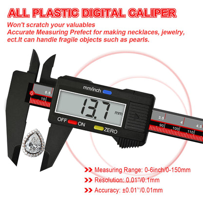 Electronic Digital Caliper, ACEMETER 0-6" Vernier Caliper,Caliper Measuring Tool with mm/inch Conversion,Large LCD Screen,Auto-Off Feature,Suitable - WoodArtSupply