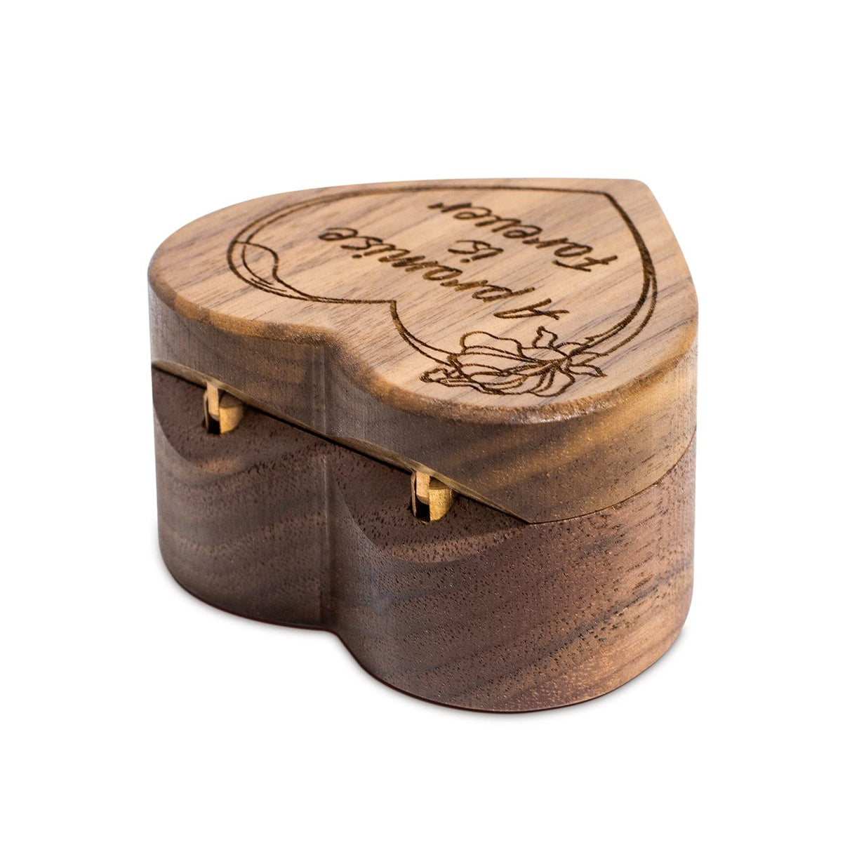 Wislist Wood Engagement Ring Box Herat Shaped Engraved Ring Case for Proposal,Wedding (Walnut Wood) Wislist