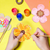 Wooden Flower Ornaments to Paint Spring Decoration Cutouts Unfinished 24PCS 3.5 x 3 inches, DIY Blank Unfinished Pumpkin Wood Discs Ornament for Home Sophena