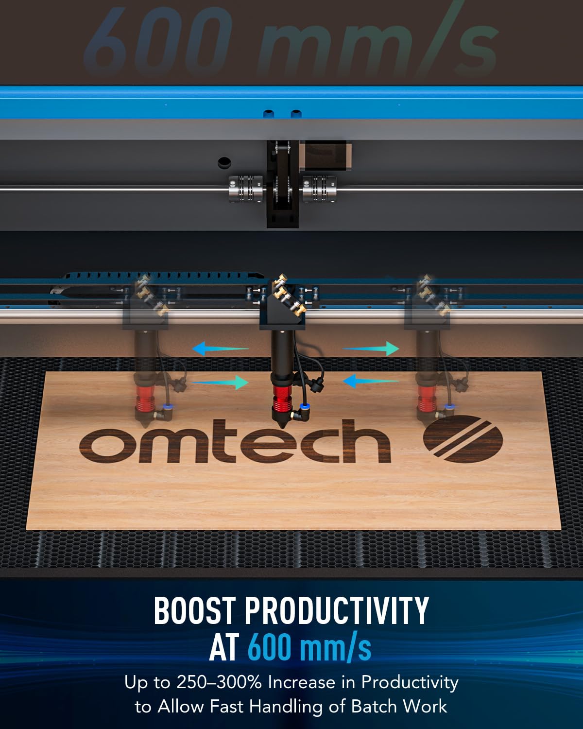 OMTech 100W CO2 Laser Engraver with Water Chiller, 24x40 Inch Laser Engraving Cutting Etching Machine with Autofocus Autolift 2 Way Pass Air Assist,