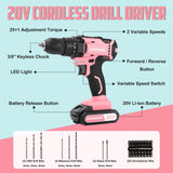 COMOWARE 169Pcs Home Tool Kit with Drill, Pink Drill Set for Women, Lady's Home Repairing Tool Kit with 20V Power Drill, with a Large-Capacity Tool COMOWARE