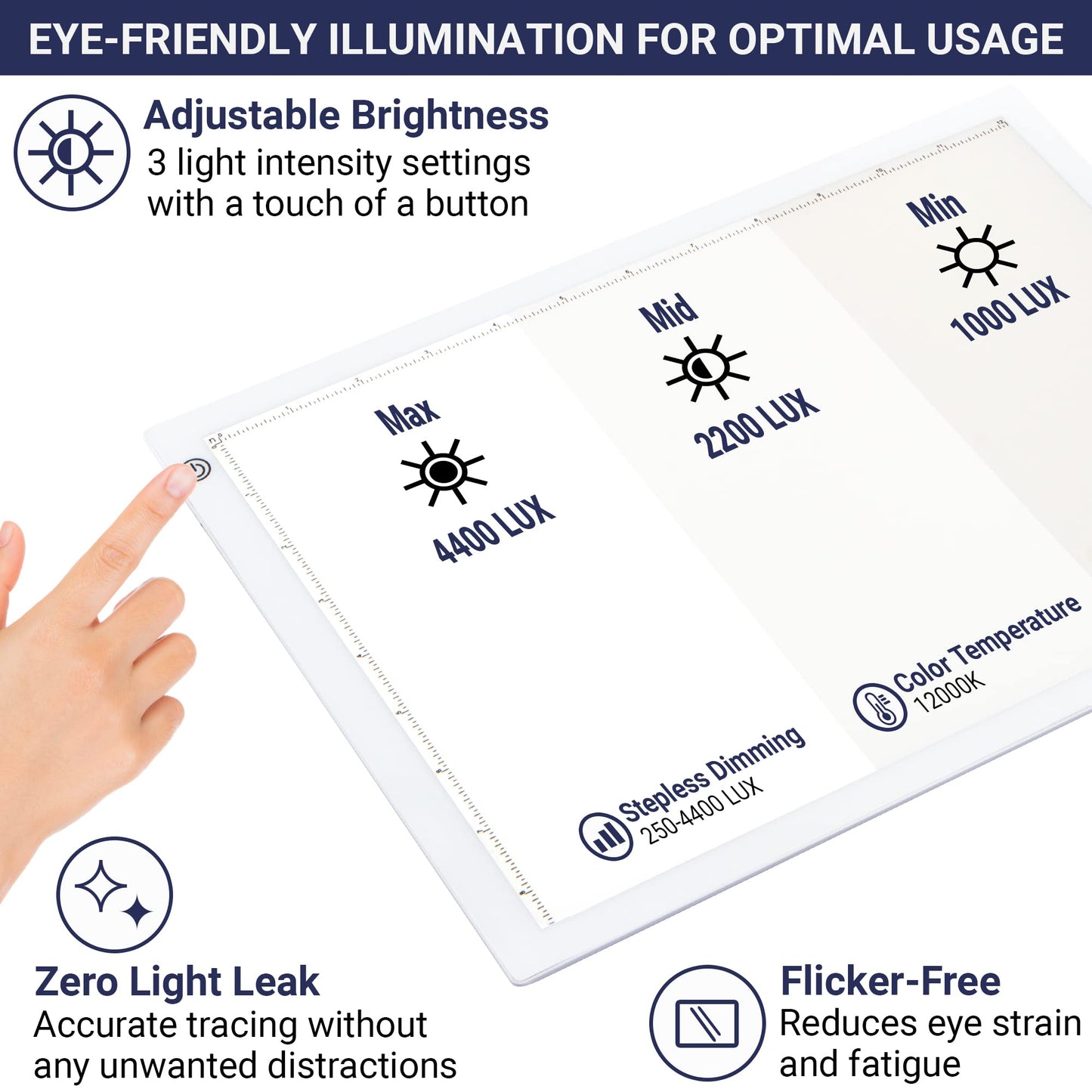 LED Tracing Light Box, Ultra Thin Light Pad with Adjustable Brightness. Comes with USB Cable, Adapter, Tracing Paper, Clip. Light Table Drawing Pad, Portable Light Board for Sketching, Cricut Lightbox