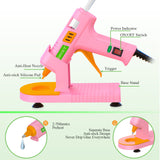 MONVICT Pink Hot Glue Gun Kit, Mini Glue Gun with Suction Cups Stand Anti Stick Silicone Mat, Hot Melt Glue Gun with Fine Tip & 30 Glue Sticks, MONVICT