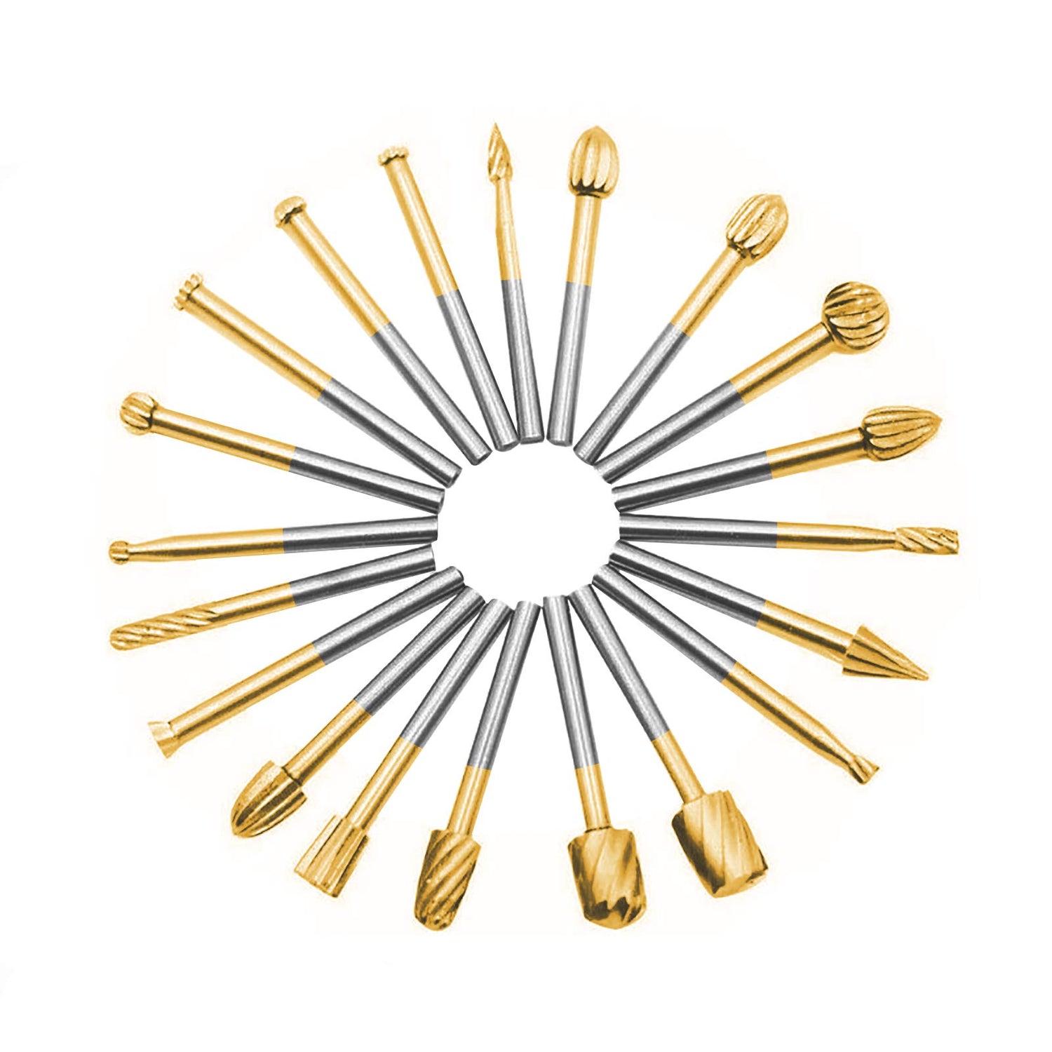 20pcs Rotary Bits Burr Set with 1/8 inch Shank for DIY Woodworking, Carving, Engraving, Drilling. DKIBBITH
