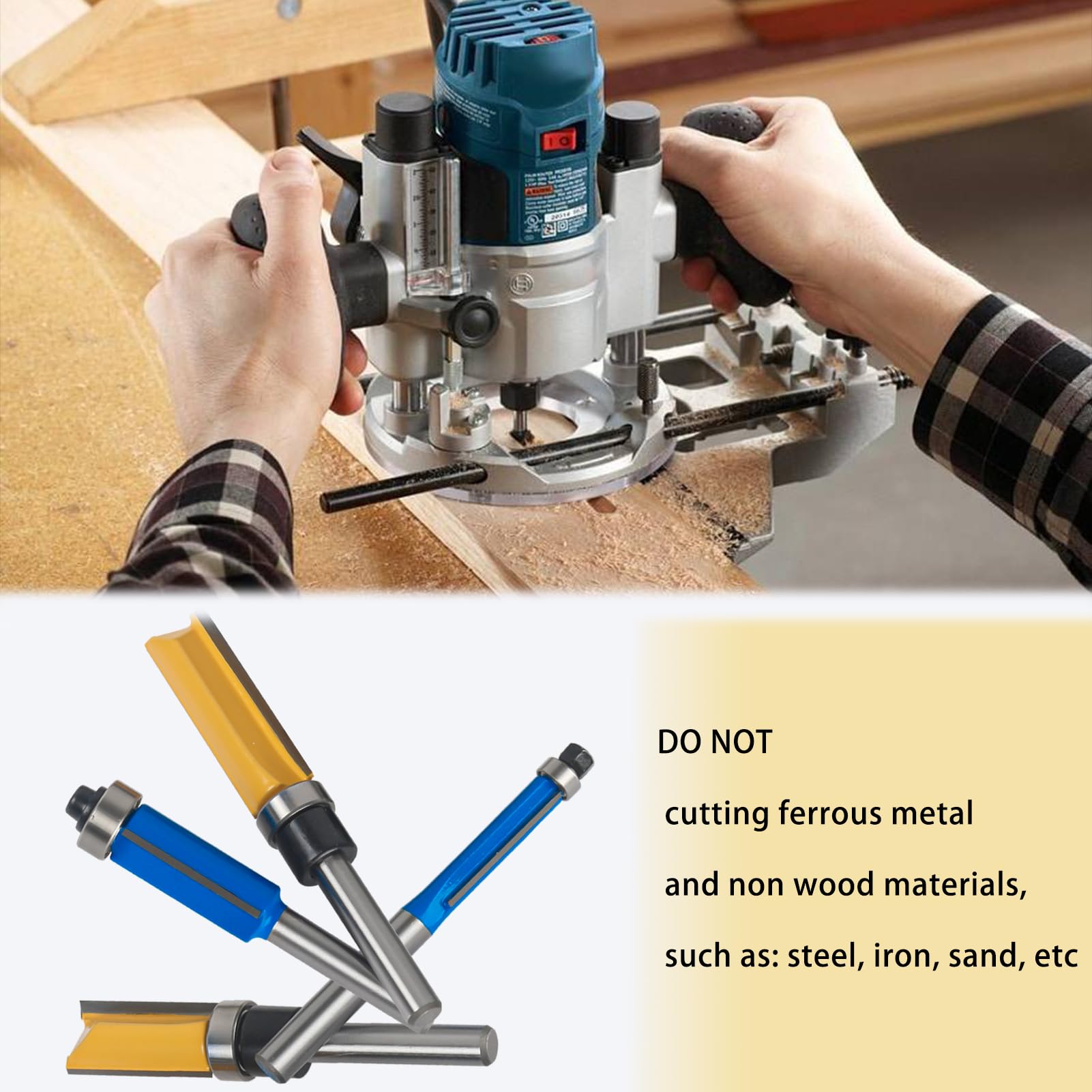 AzReference 16 PCS Flush Trim Router Bit Set, 1/4 Inch Shank, Carbide Bits with Top Bearing for Woodworking, 1/2" Cutting Diameter, Tear-Out - WoodArtSupply