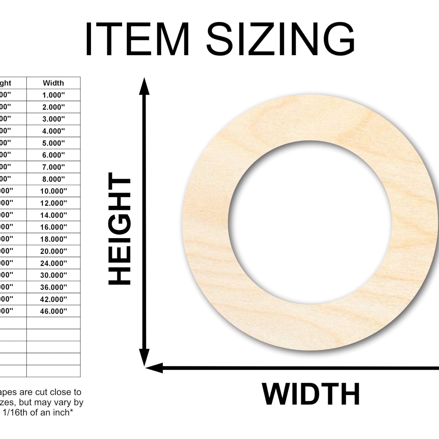 Unfinished Wood Wreath Blank Shape | Craft Cutout | up to 36" DIY 24" / 1/8" 24 Hour Crafts