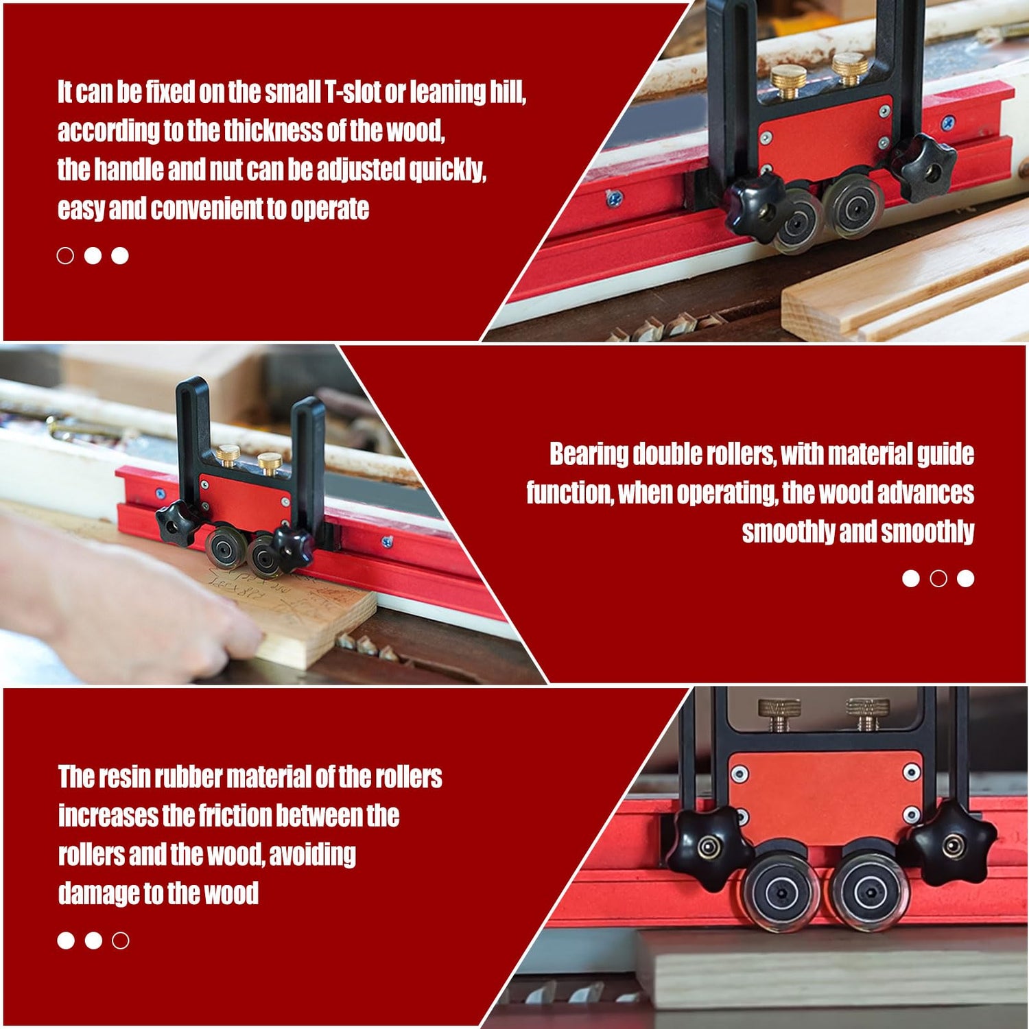 2Pcs Updated Bearing Roller Featherboards Feather Boards for Table Saw Router,Upgrade Your Table Saw with New Versatile Thin Rip Jig and Table Saw dcvbny