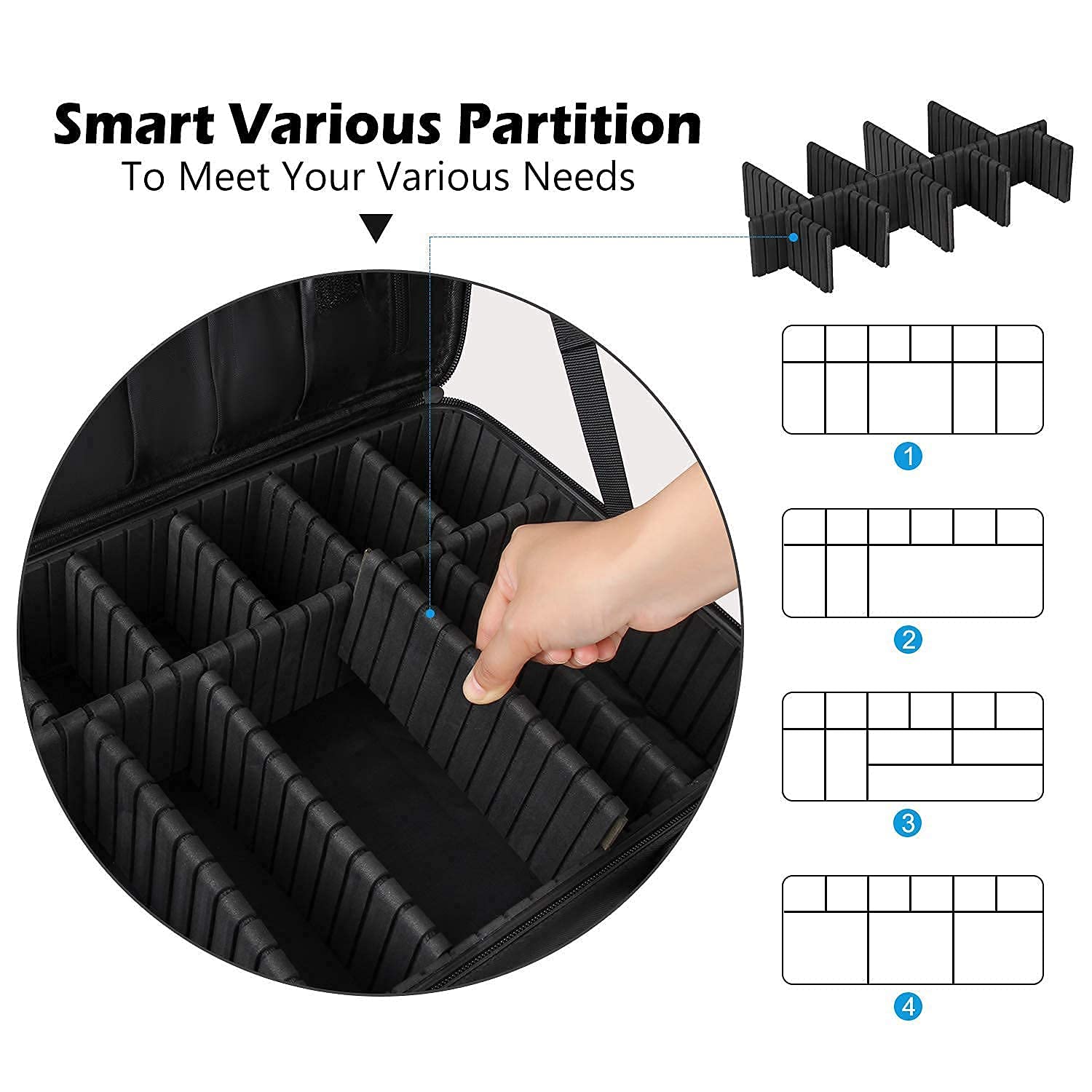 gzcz Travel Makeup Train Case 13.5 Inches Professional Makeup Bag Portable Cosmetic Case Organizer Brush Artist Storage Bag With Adjustable Dividers gzcz