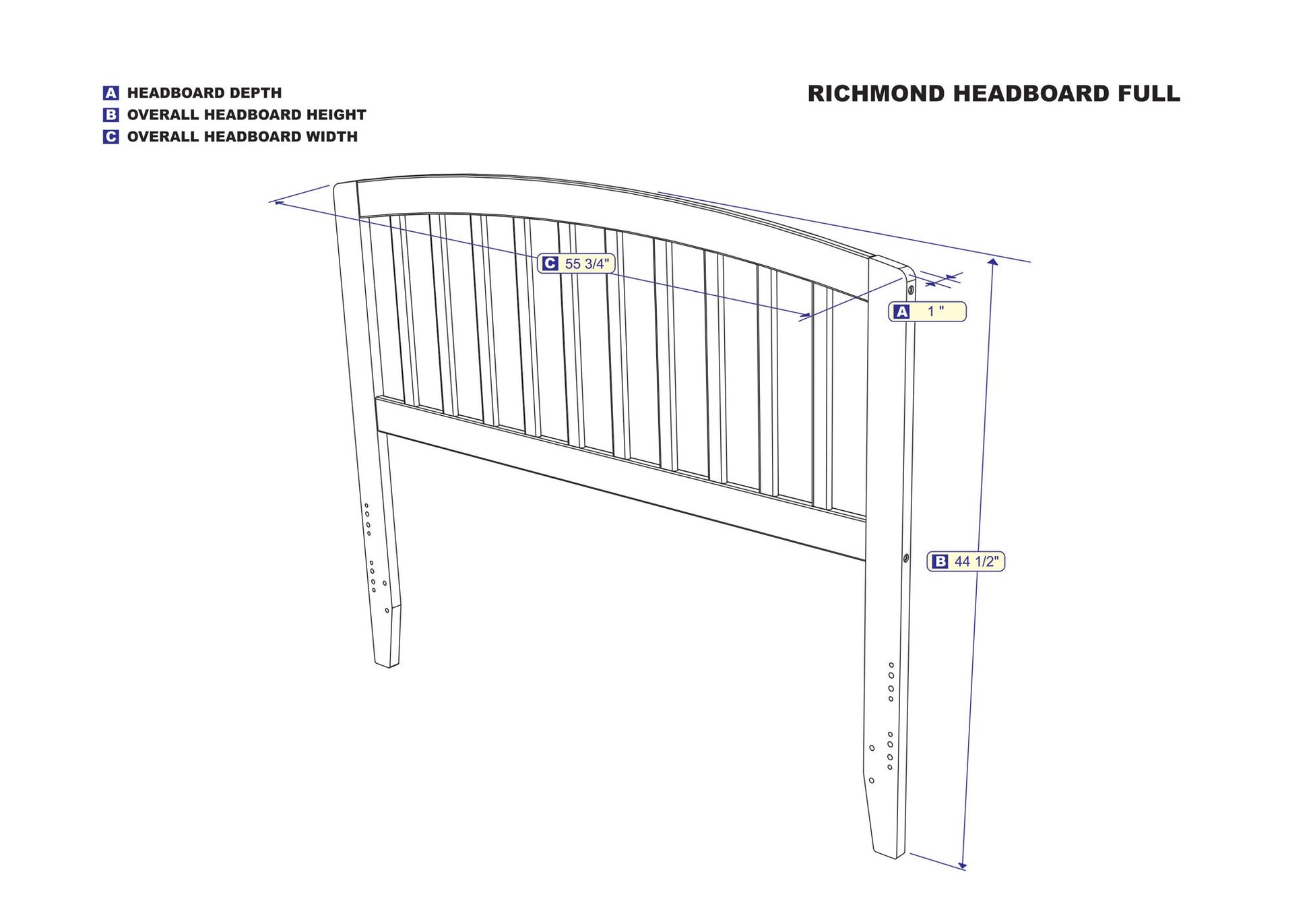 AFI Richmond Headboard, Full, Walnut - WoodArtSupply