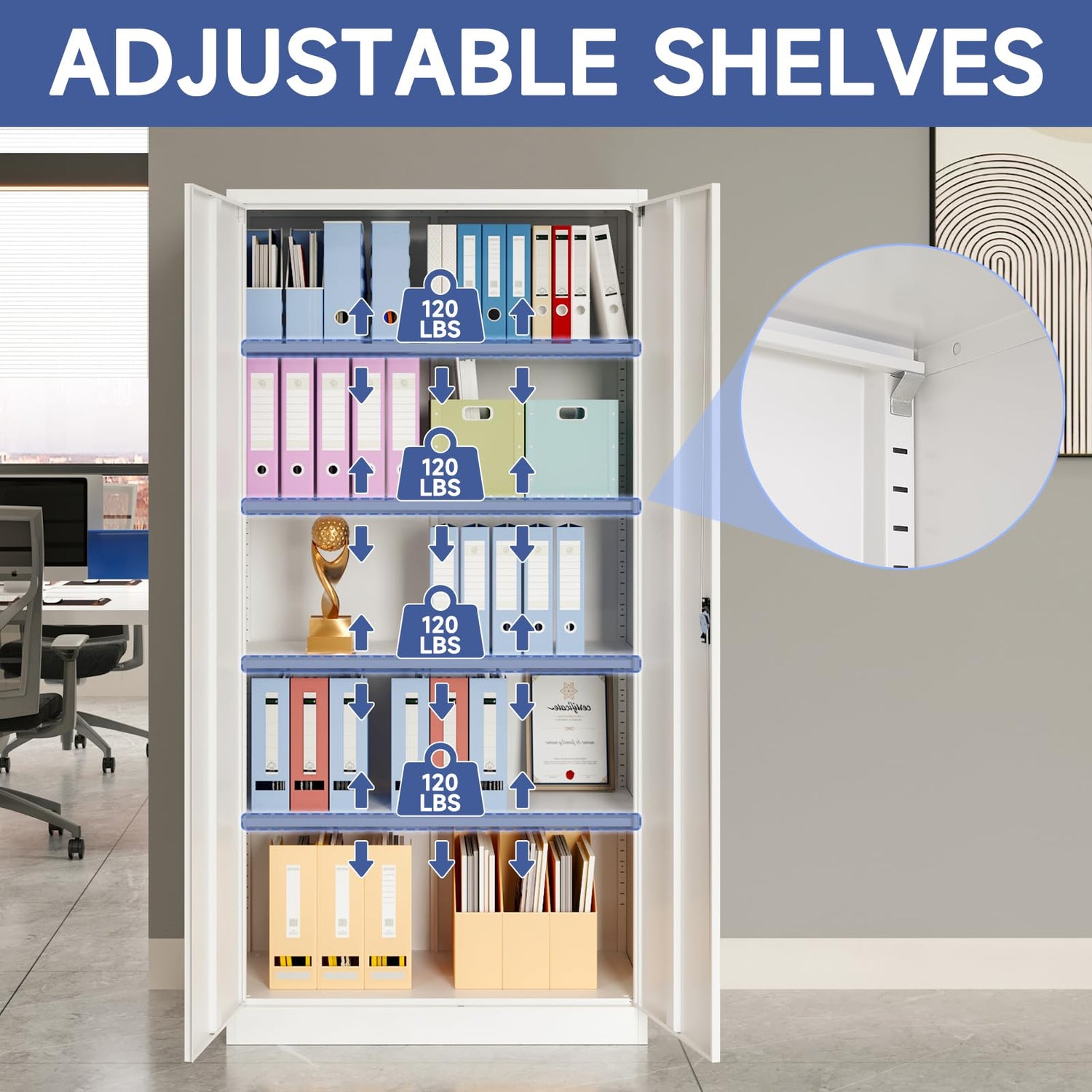 Anxxsu Metal Storage Cabinet with 2 Doors and 4 Adjustable Shelves, 71" Steel Garage Storage Cabinet, Locking Tool Cabinets for Office, Anxxsu