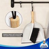 MR.SIGA Dustpan and Brush Set, Portable Cleaning Brush and Dustpan Combo with Bamboo Handle, 1 Set MR.SIGA