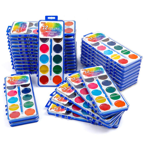 Shuttle Art 12 Colors Watercolor Paint Set Bulk, Pack of 30, Watercolor Paint Set with Paint Brushes for Kids and Adults, Washable Paint for Shuttle Art
