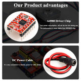 KeeYees Professional 3D Printer CNC Kit with E-Tutorial - CNC Shield Expansion Board V3.0 Board A4988 Stepper Motor Driver DC Power Cable Mechanical KeeYees