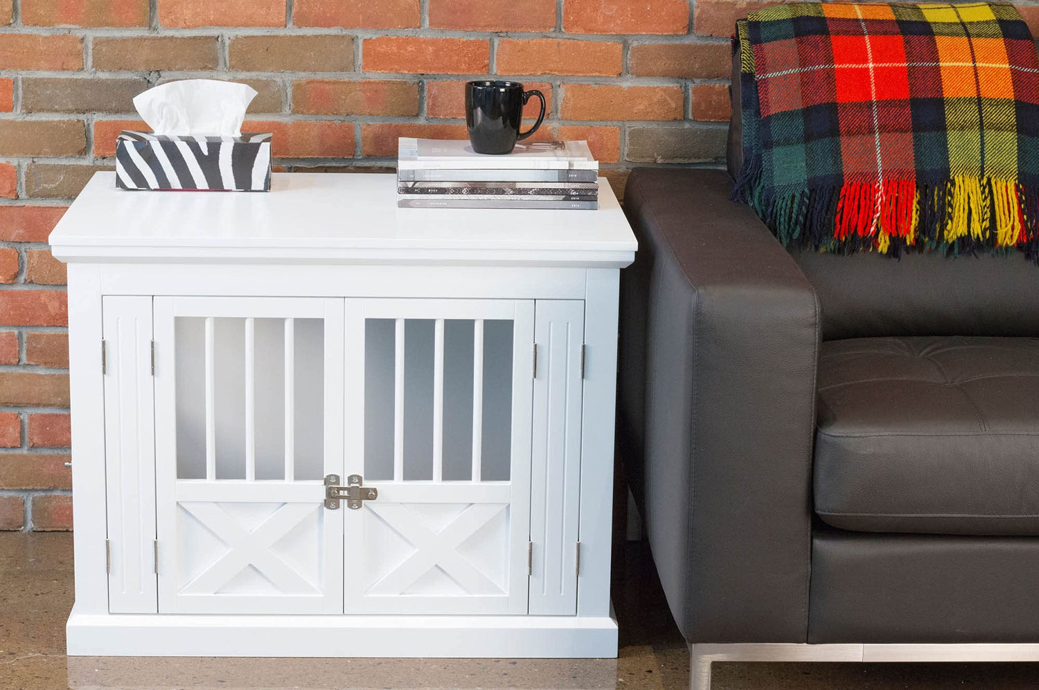 zoovilla Merry Products Triple Door Medium Dog Crate, Dog Kennel, Dog Cage, White zoovilla