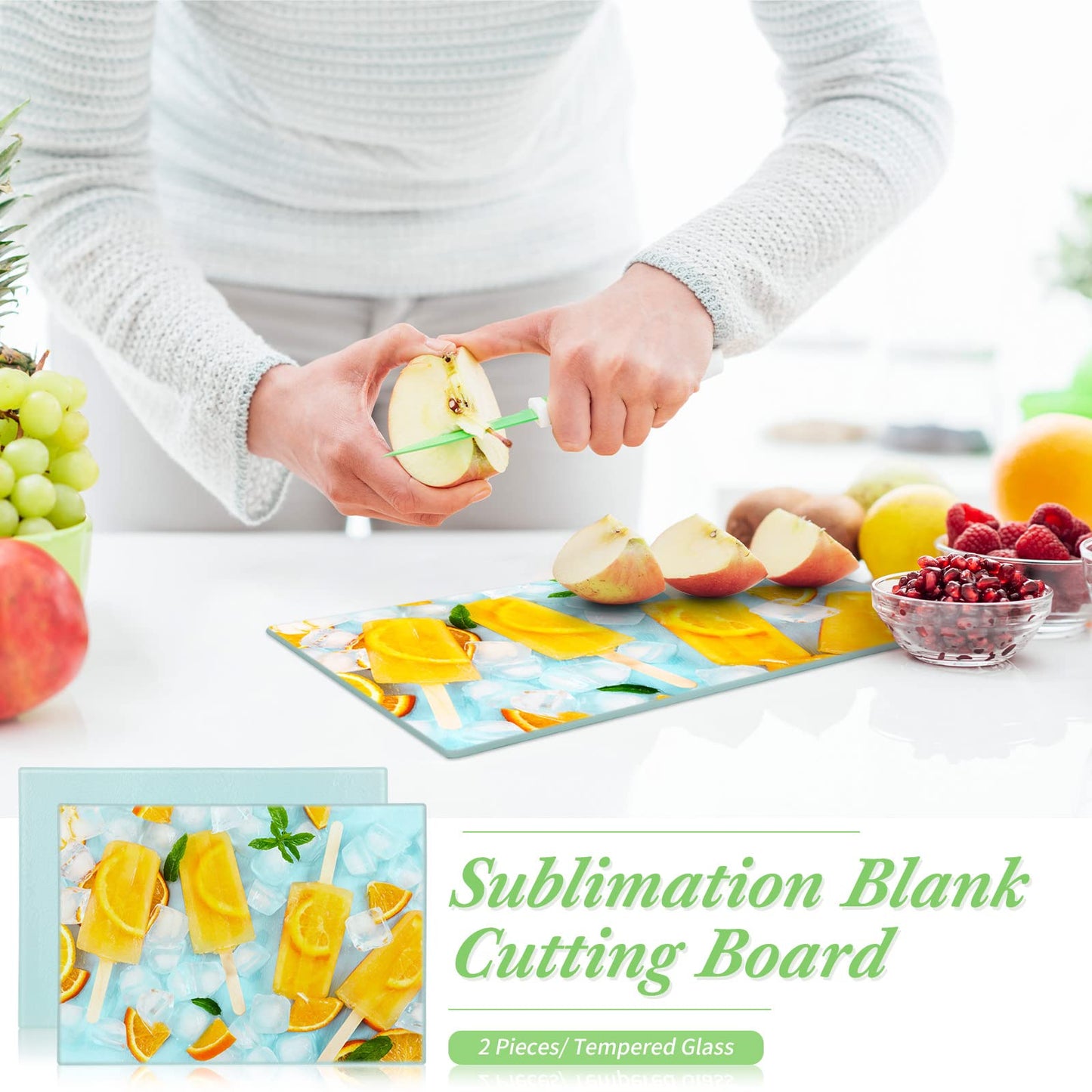 Nuenen 10 Pcs Sublimation Glass Cutting Boards Blanks for Kitchen Textured  Sublimation Tempered Glass Cutting Boards Anti Slip Heat Resistant Cutting