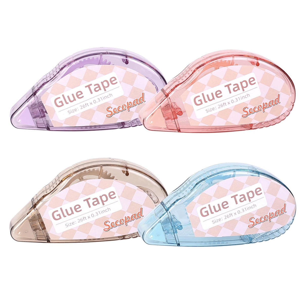 Secopad Scrapbook Tape, 4 Pack Double Sided Tape Roller for Crafts, Sticky Glue Tape Runner Scrapbooking Supplies for Kids and Adults, 0.3IN x 26FT Secopad