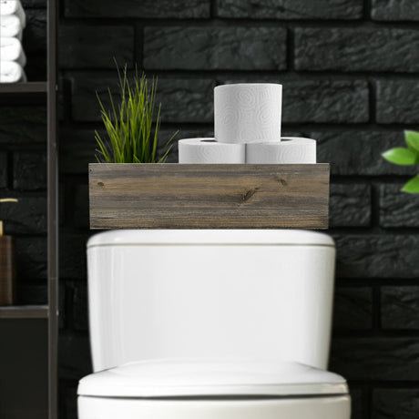 CYS EXCEL Brown Wooden Planter Box (17"x5" H:4") with Removable Plastic Liner | Multiple Colors Rustic Rectangle Indoor Decorative Box CYS EXCEL