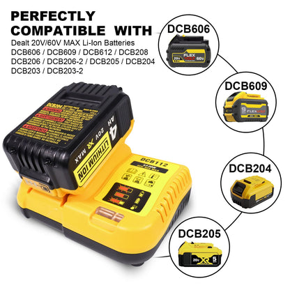 Battery Charger Replacement for Dewalt 12V 20V and 60V MAX Lithium-Ion Battery DCB112 for DCB205 DCB112 DCB201 DCB200 DCB612 DCB609-2 DCB609 DCB606 - WoodArtSupply