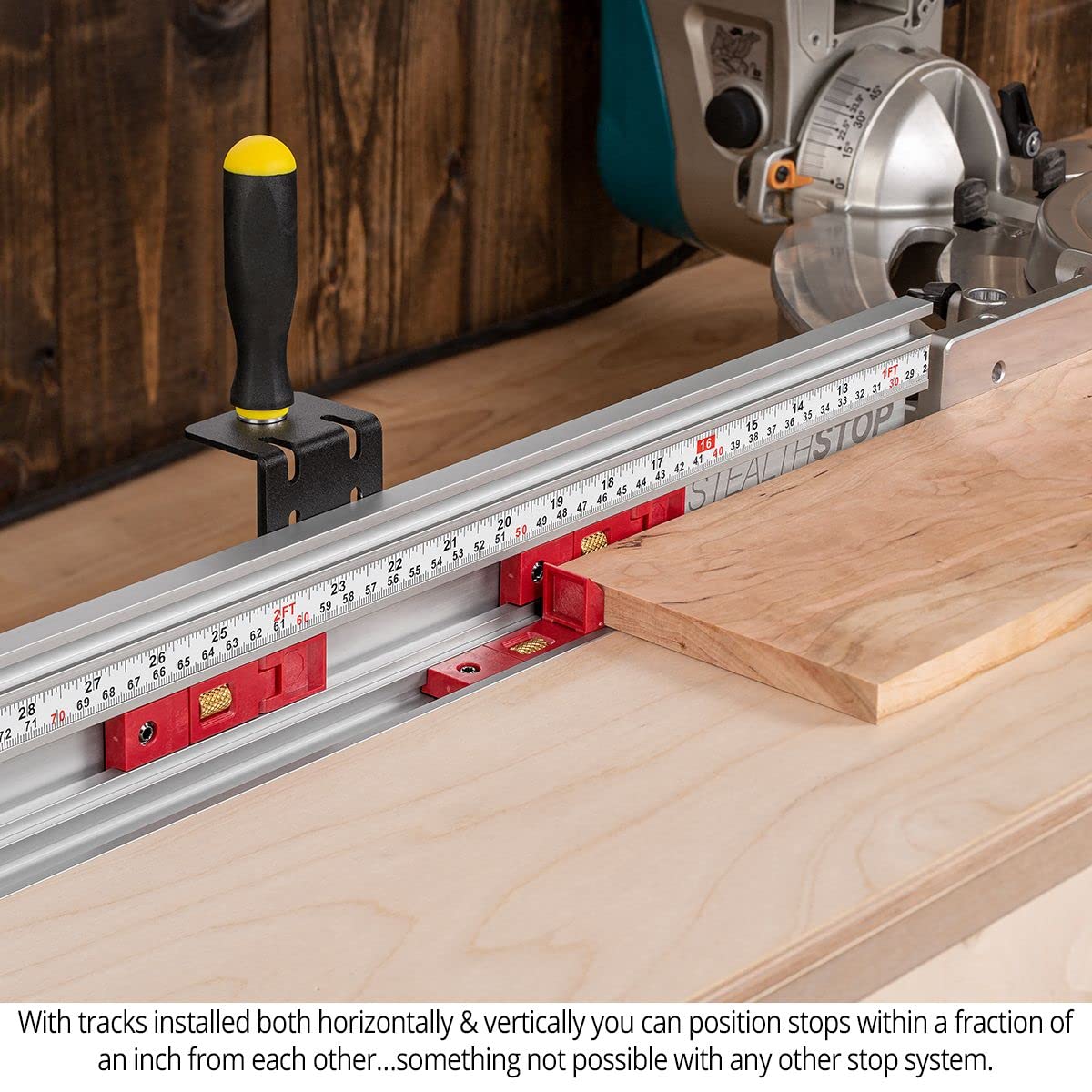 Woodpeckers StealthStop Miter Saw Fence & Stop System, 4' Combination Kit Left, Precision Woodworking Accessories Woodpeckers