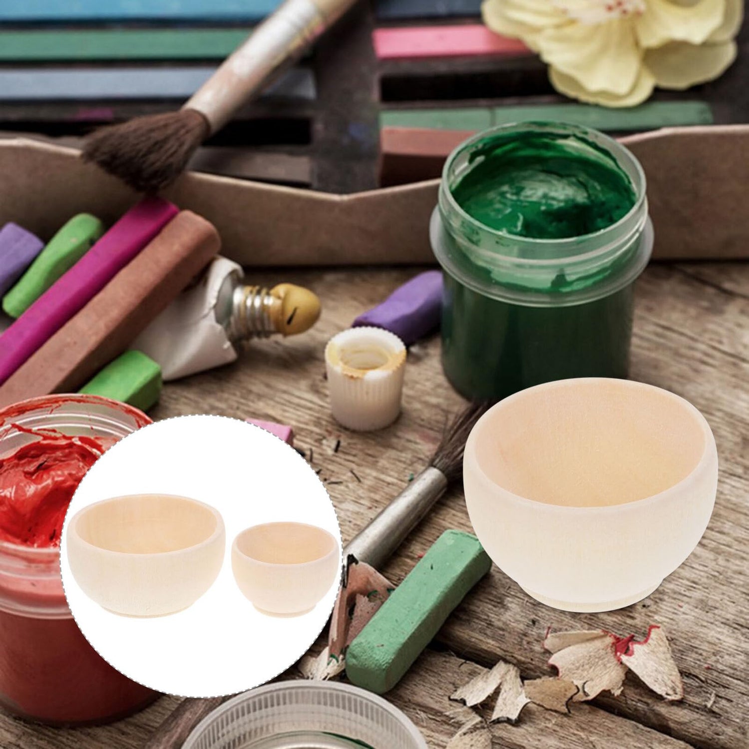 VILLCASE Unfinished Wood Bowl 2pcs Mini Wooden Bowl Unpainted Miniature Blank Bowls Natural Blank Bowl Crafts for Diy Painting Graffiti Drawing Art VILLCASE