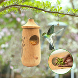 Hummingbird House for Outside Hanging,Wooden Humming Bird Houses for Outside for Nesting Hanging,Natural Hummingbird Swing Nest for Wren Swallow CANIPHA